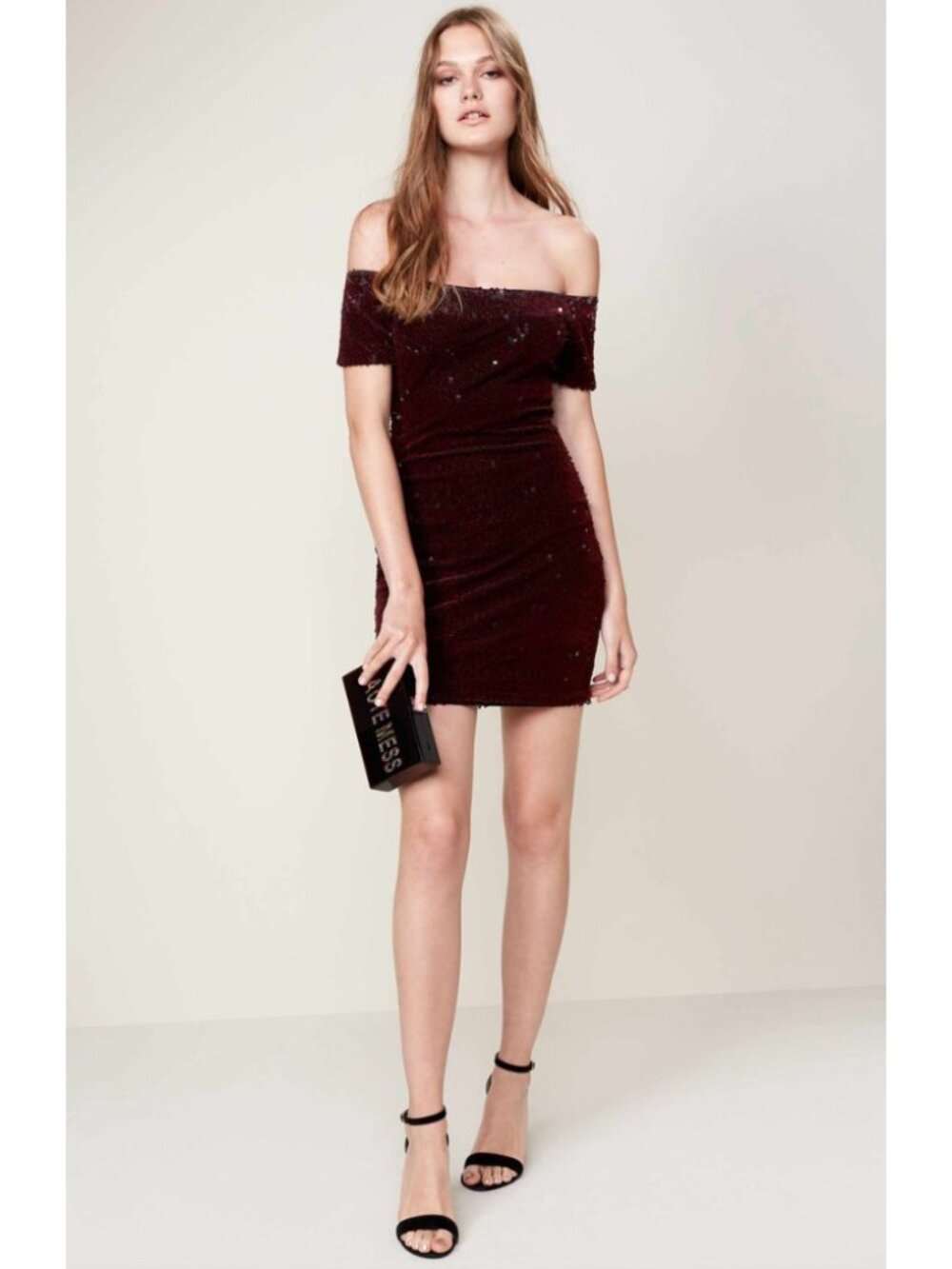 Dress The Population Larissa Sequin Off Shoulder Dress Size M